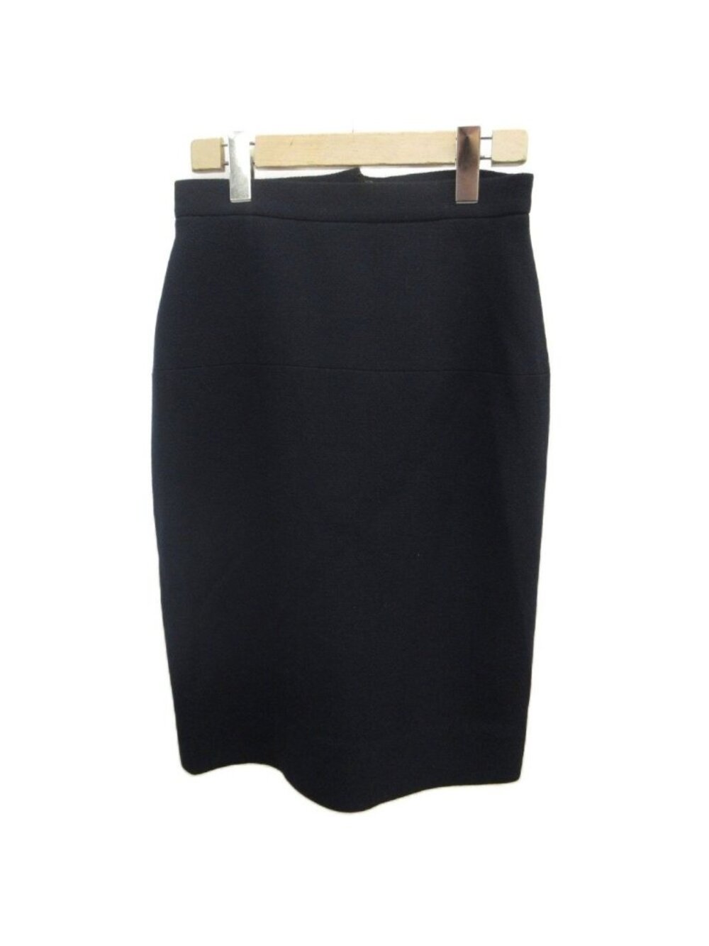 Chanel 90S Vintage Wool Tweed Pencil Skirt Knee-Length Navy 40